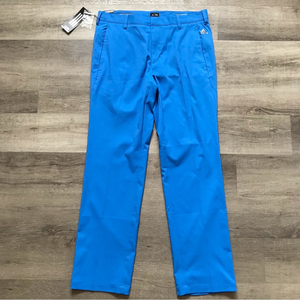 Adidas Men's Golf Pants Bright Blue Black Stripe 32W 32L